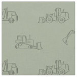 Construction Vehicles Builder Boy Truck Sage Green Fabric