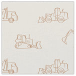 Construction Vehicles Builder Cute Boy Truck Beige Fabric