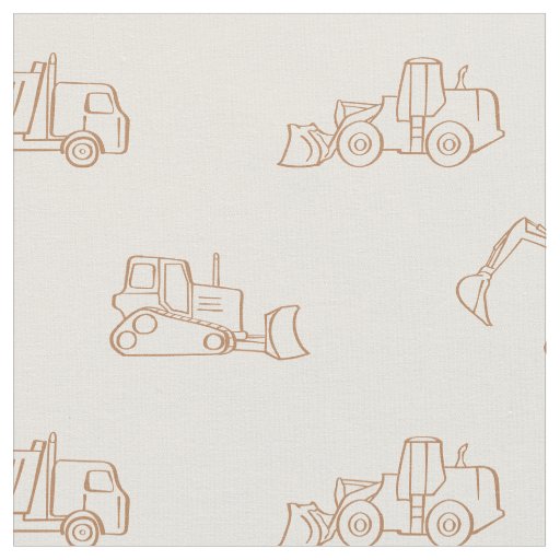 Construction Vehicles Builder Cute Boy Truck Beige Fabric