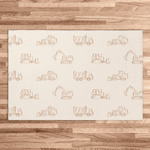 Construction Vehicles Builder Cute Boy Truck Beige Rug