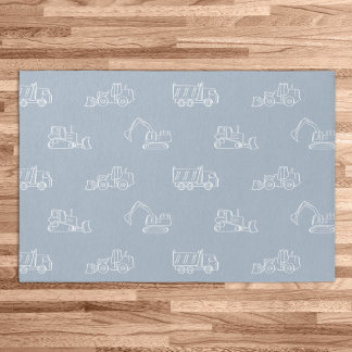 Construction Vehicles Builder Cute Boy Truck Blue Rug