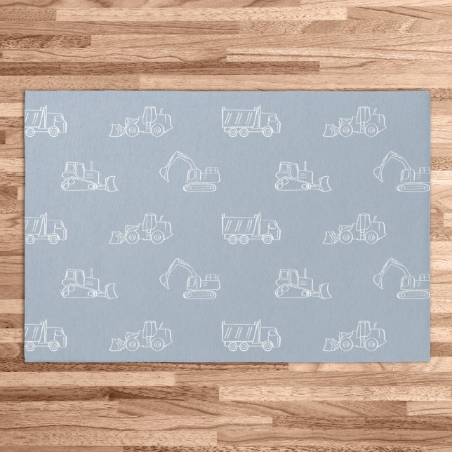 Construction Vehicles Builder Cute Boy Truck Blue Rug (Creator Uploaded)