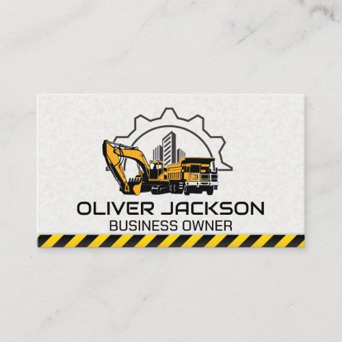 Construction Vehicles  City Background Business Card