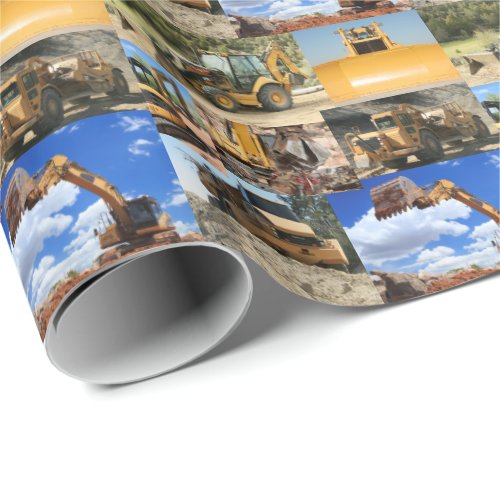 Construction Vehicles Collage Wrapping Paper