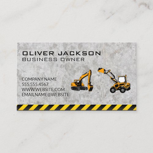Construction Vehicles  Concrete Background Business Card