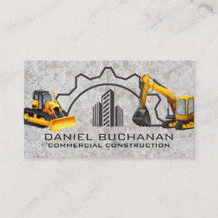 Construction Vehicles Concrete Background Business Card
