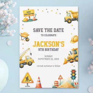 Construction Vehicles Dump Truck Excavator Bulldoz Save The Date