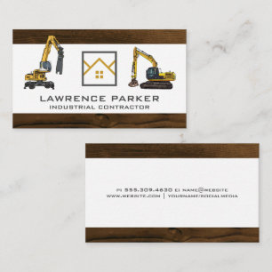 Construction Vehicles Excavator   Real Estate Logo Business Card