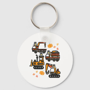 Construction Vehicles Fall Toddler Boys Thanksgivi Keychain