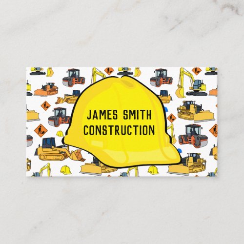 Construction Vehicles Hardhat Contractor Business Card