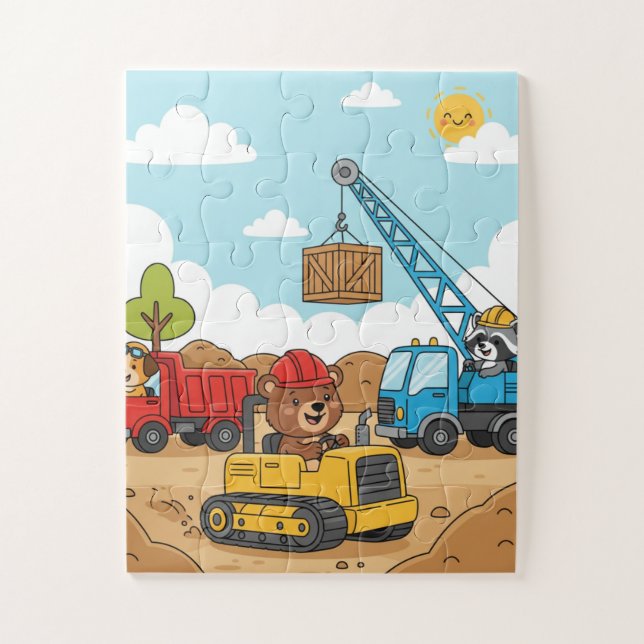 Construction Vehicles Kids Puzzle (Vertical)