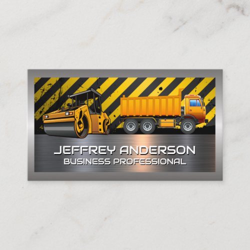 Construction Vehicles  Metallic  Business Card