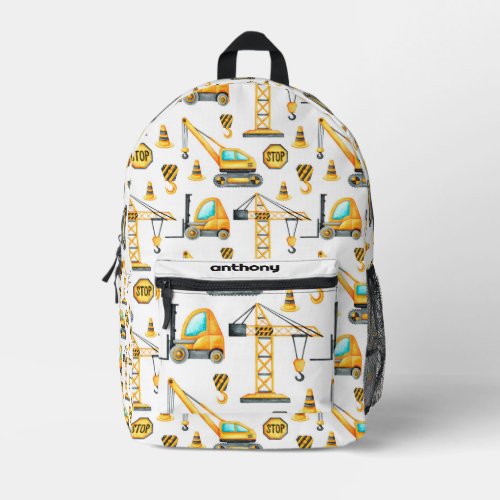 Construction Vehicles Pattern Printed Backpack