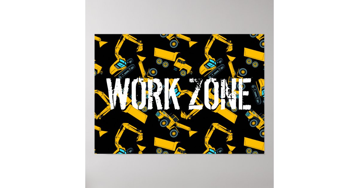 Construction vehicles poster Zazzle