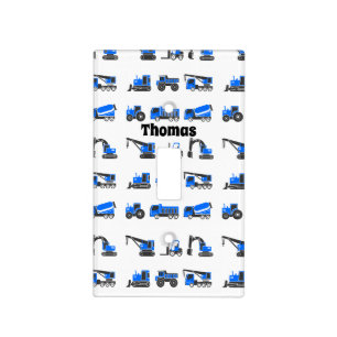 Construction Vehicles Trucks Cement mixer Crane Light Switch Cover
