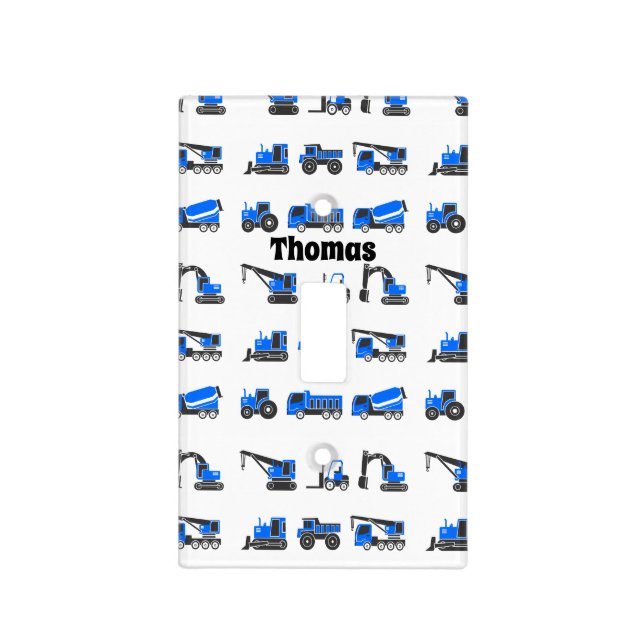 Construction Vehicles Trucks Cement mixer Crane Light Switch Cover (Front)