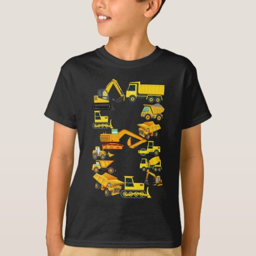 Construction Vehicles Trucks For 8 Year Old Boys T_Shirt