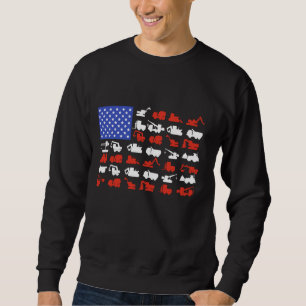 Construction Vehicles USA American Flag Excavator  Sweatshirt