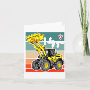 Construction Vehicles Valentines Hearts Excavator Card