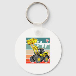Construction Vehicles Valentines Hearts Excavator  Keychain