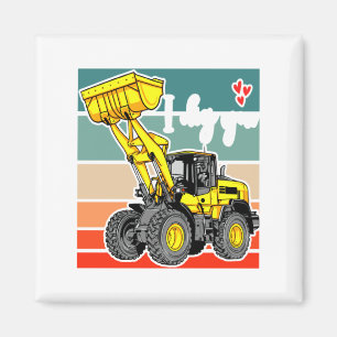 Construction Vehicles Valentines Hearts Excavator  Magnet
