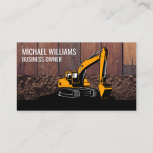Construction Vehicles   Wood   Earth Mover Business Card