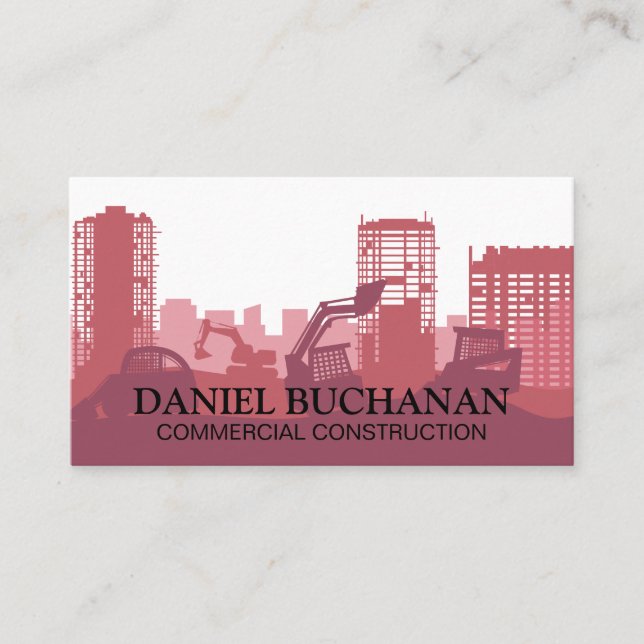 Construction Vehicles Working on Site Business Card (Front)