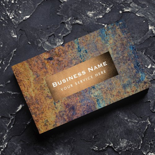 Construction Vintage Monogram Rusty Metal Business Business Card
