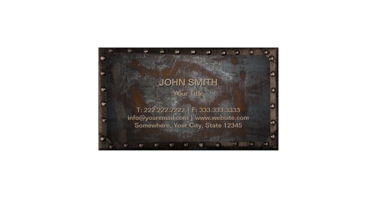 Construction Vintage Monogram Rusty Metal Business Card | Zazzle