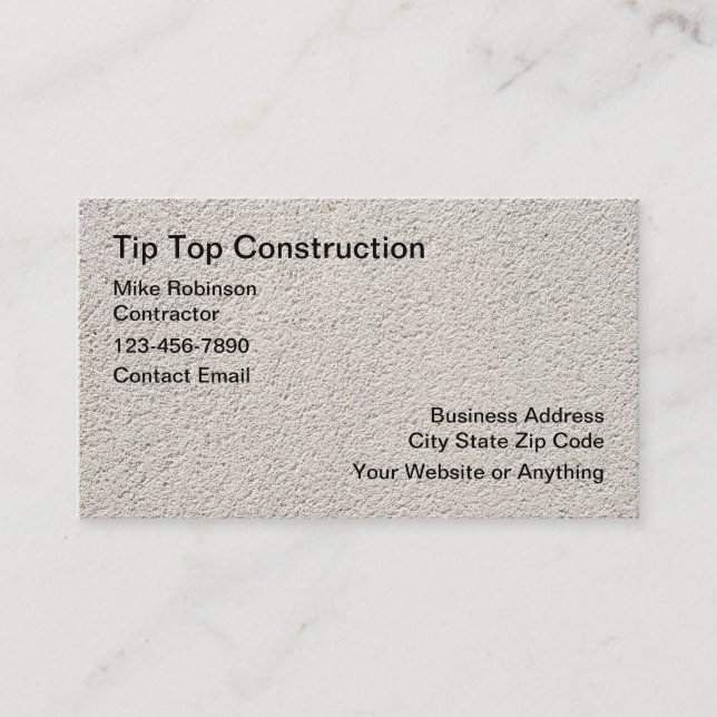 Construction Wall Concrete Theme Business Cards (Front)