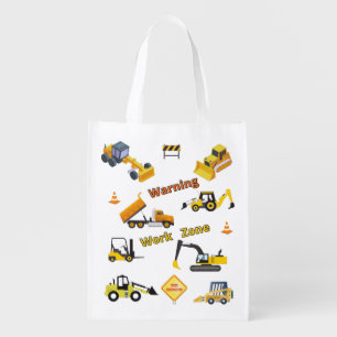 Construction Warning Work Zone Grocery Bag