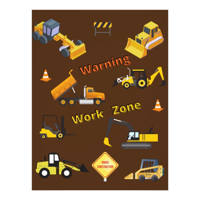 Construction Warning Work Zone Photo Print (Front)