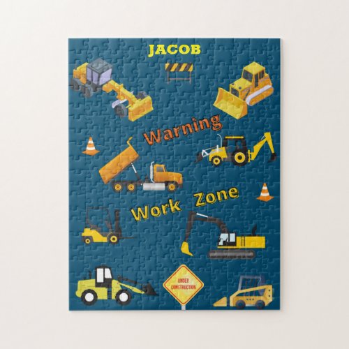 Construction Warning Work Zone w Name Jigsaw Puzzle