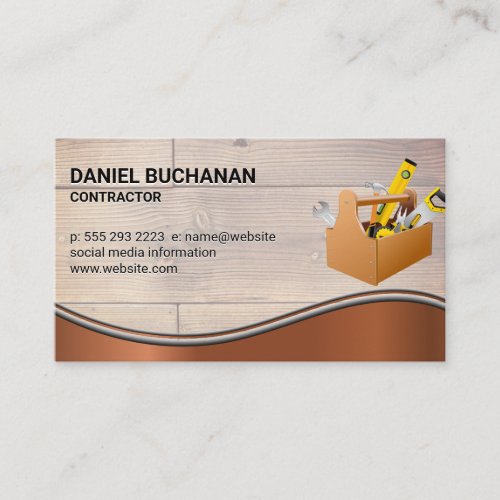 Construction  Wood Boards  Carpentry Tool Box Business Card