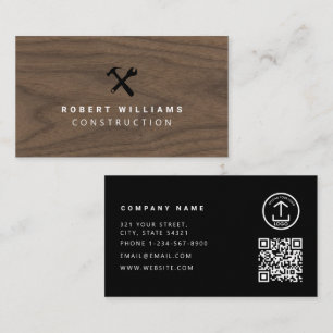 Construction Wood Handyman Tools QR Code Business Card