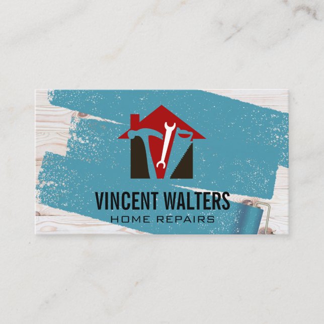 Construction | Wooden Boards | Paint Business Card (Front)