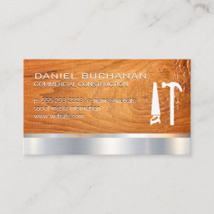 Construction Wooden Saw Hammer Tools Business Card