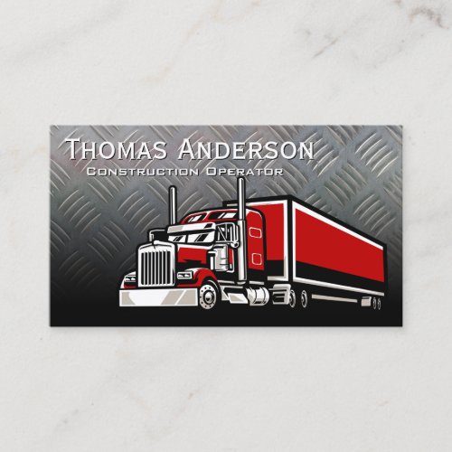 Construction Work Truck | Red Big Rig Business Card