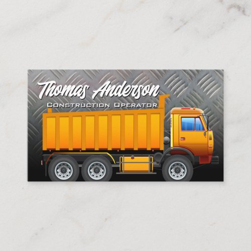 Construction Work Truck  Steel Metal Business Card