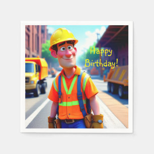 Construction Worker Birthday Napkins