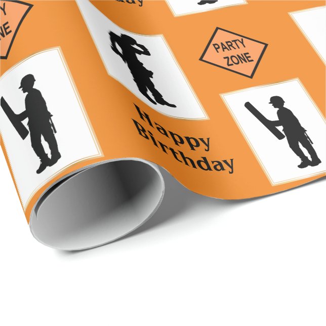 Construction Worker Birthday Wrapping Paper