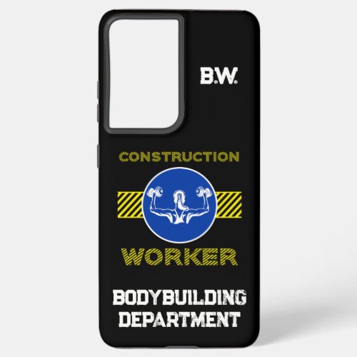 Construction Worker Blue Sign Bodybuilder Gym Girl Samsung Galaxy S21 Ultra Case