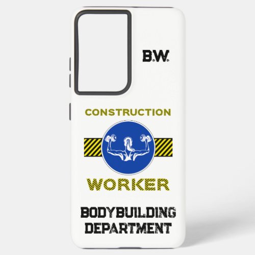 Construction Worker Blue Sign Bodybuilder Gym Girl Samsung Galaxy S21 Ultra Case