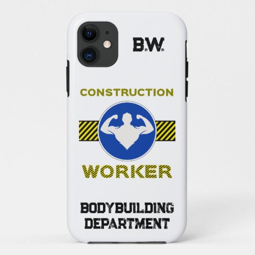 Construction Worker Blue Sign Bodybuilding Gym iPhone 11 Case