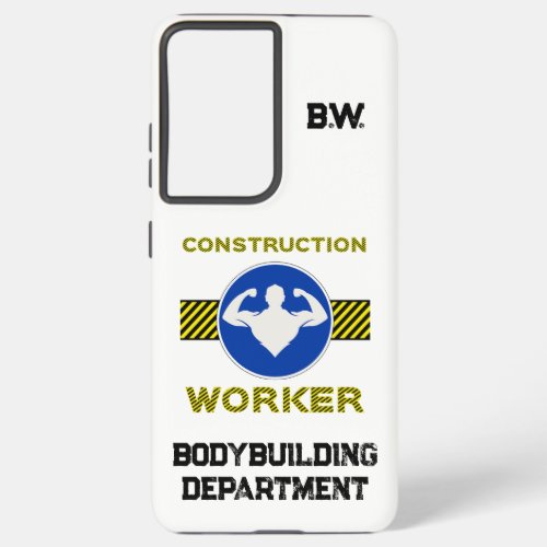 Construction Worker Blue Sign Bodybuilding Gym Samsung Galaxy S21 Ultra Case