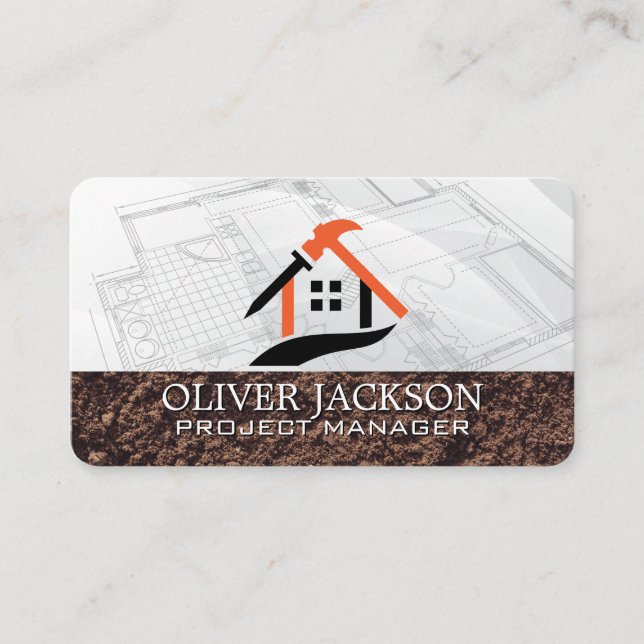 Construction Worker | Blueprints | Architect Business Card (Front)