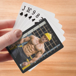 Construction Worker Bodybuilder Playing Cards