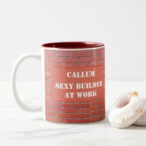 Construction Worker Bricklayer Builder Funny Two_Tone Coffee Mug