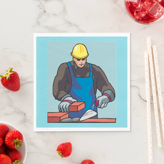 Construction Worker Bricklayer Hard Hat Builder  Napkins (Creator Uploaded)
