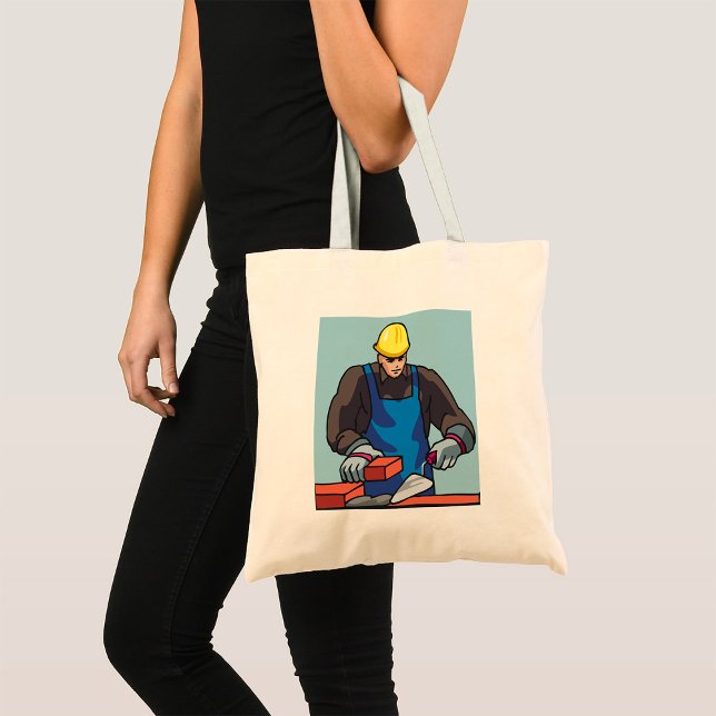 Construction Worker Bricklayer Hard Hat Builder  Tote Bag (Creator Uploaded)